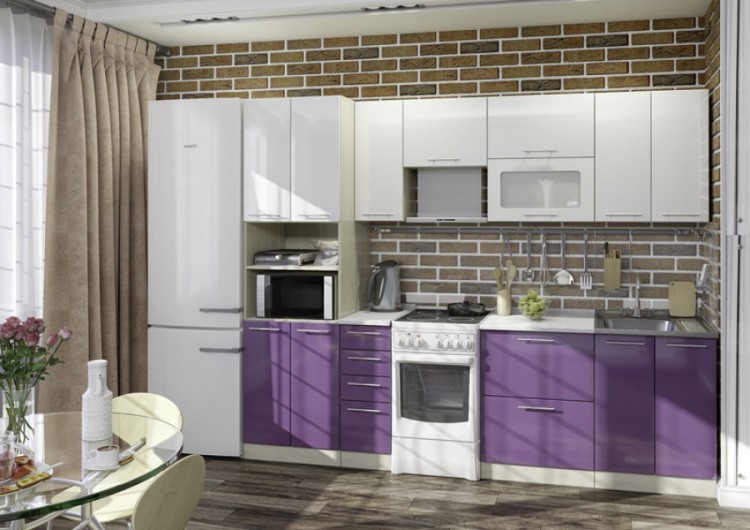 Кухня белый фиолетовый металлик