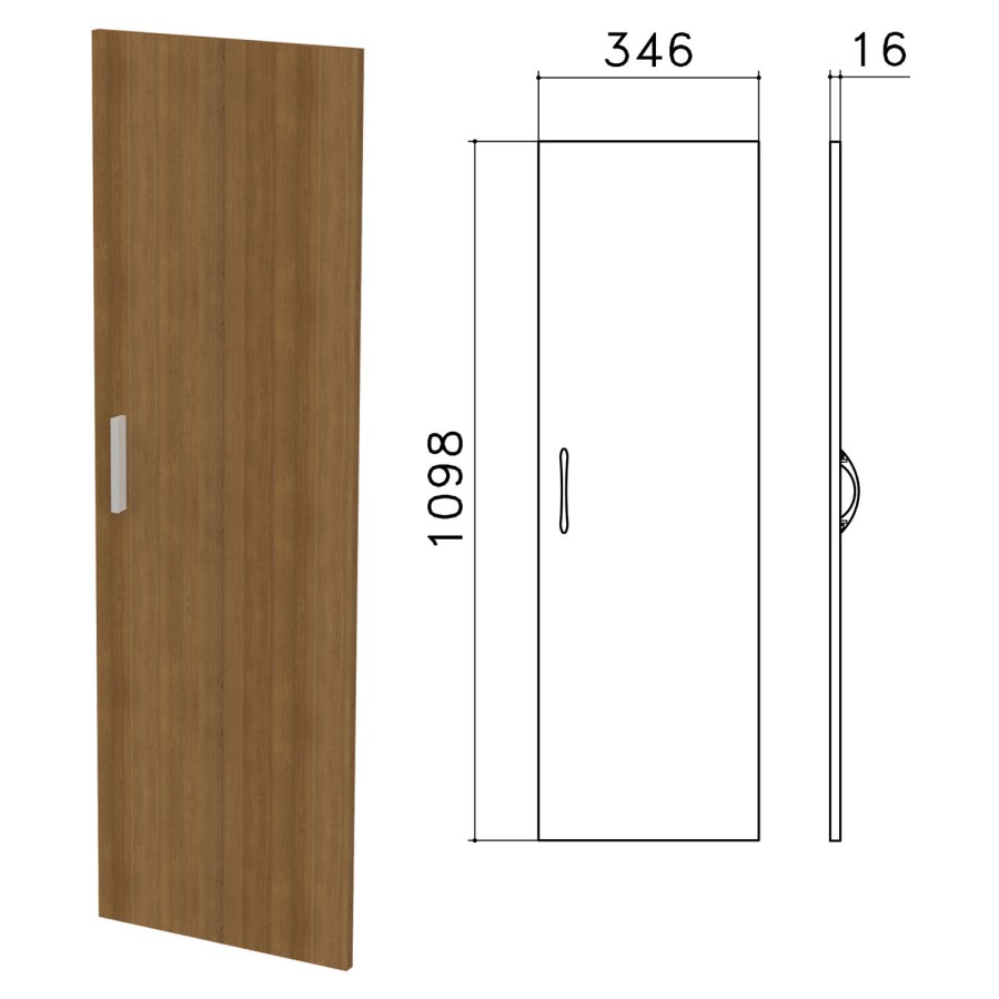 Дверь ЛДСП средняя "Канц", 346х16х1098 мм, цвет орех пирамидальный, ДК36.9