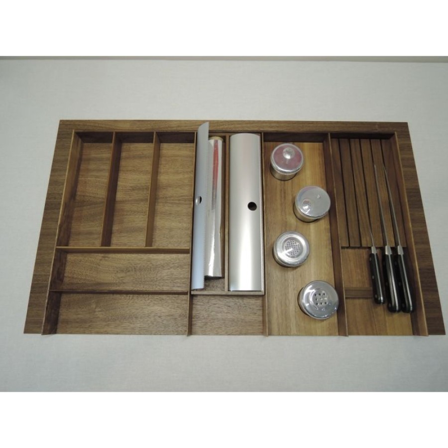 Деревянный лоток WoodLine для столовых приборов в ящик Grass Vionaro/Blum Legrabox на фасад 900,орех