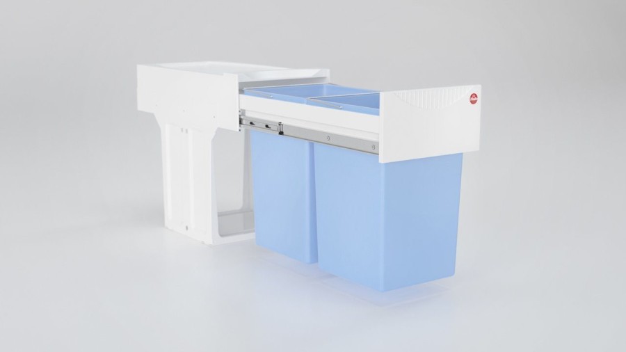 Система сортировки Tandem 30л на распашной фасад от 300 мм, антибактериальная, цвет – белый/голубой