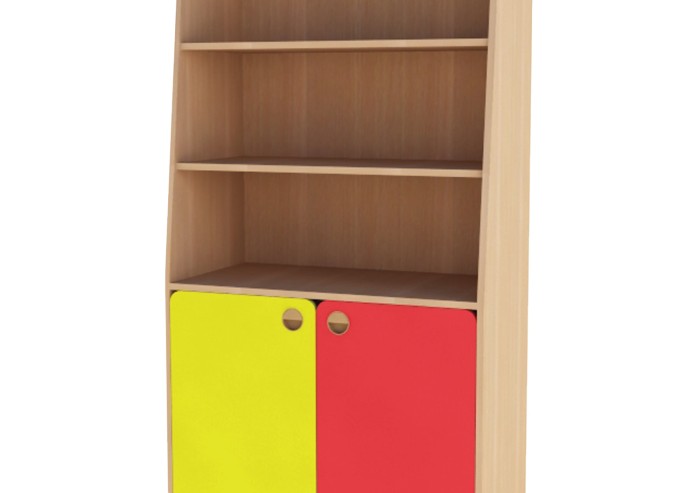 Шкаф для игрушек детский, 800х400х1500 мм, ЛДСП, бук бавария/цветной фасад
