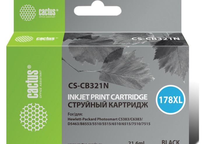 Картридж струйный CACTUS (CS-CB321N) для HP Photosmart 5510/6510/7510, черный, CS-CB321(N)