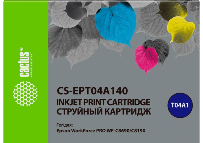 Картридж струйный CACTUS (CS-EPT04A140) для Epson WorkForce Pro WF-C8190 / WF-C8690, черный, 230 мл