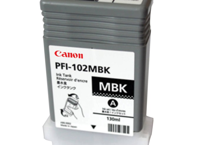 Картридж струйный CANON (PFI-102МBK) iPF500/510/F600/605/610/650/655/700, матовый, черный, оригинальный, 130 мл, 0894B001
