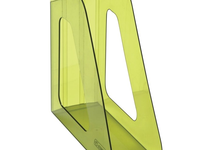 Лоток вертикальный для бумаг СТАММ "Фаворит" (233х240 мм), ширина 90 мм, тонированный зеленый, ЛТ707