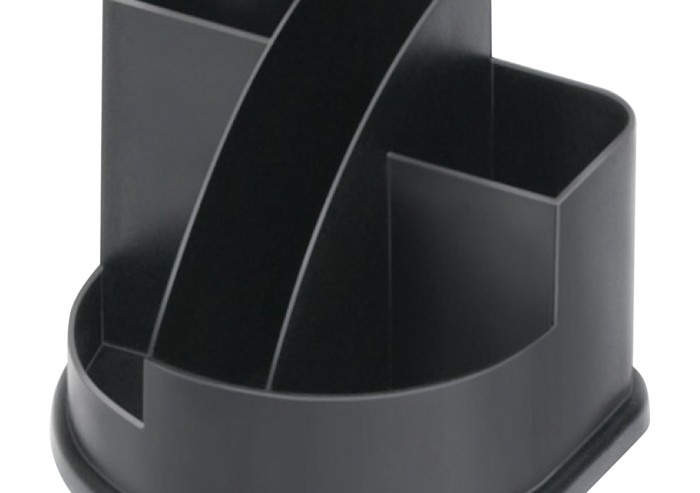 Подставка-органайзер СТАММ "Авангард", 132х122х108 мм, 5 отделений, черная, ОР52