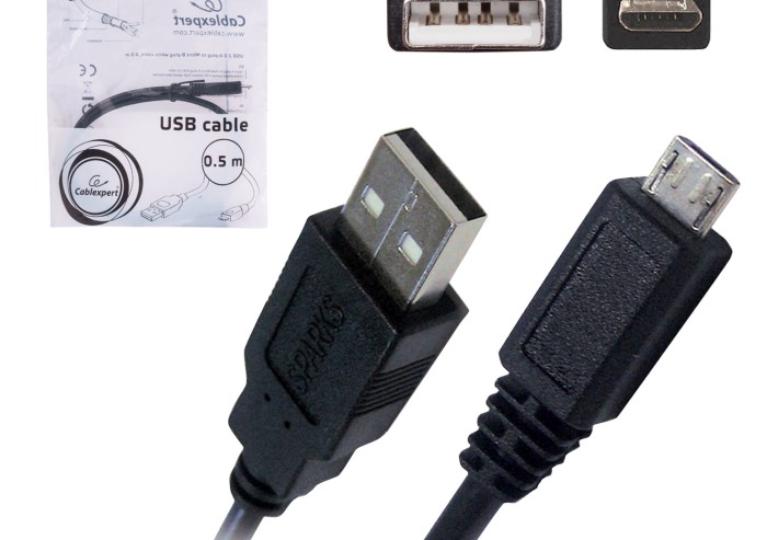 Кабель USB-micro USB, 2.0, 0,5 м, CABLEXPERT, для подключения портативных устройств и периферии, CCPmUSB2AMBM05M