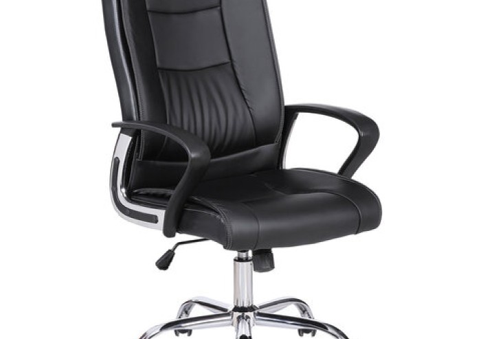 Кресло офисное BRABIX "Forward EX-570", хром, экокожа, черное, 531837