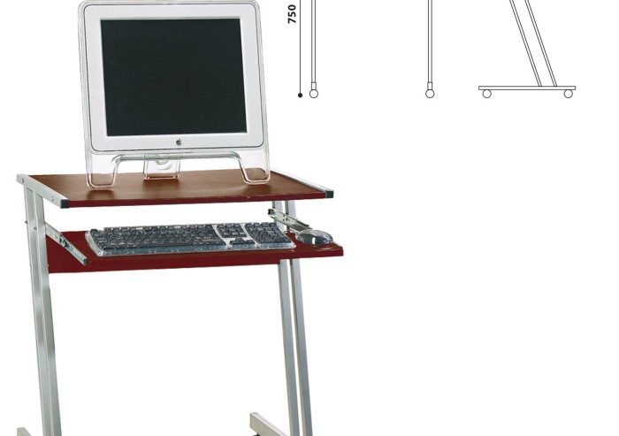 Стол компьютерный на металлокаркасе, 650х490х750 мм, ЛДСП, цвет "орех", Д-249