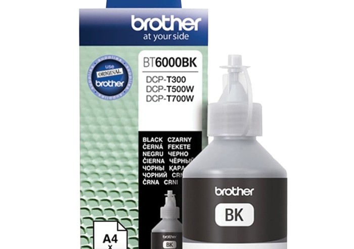Чернила BROTHER (BT-6000BK) для СНПЧ Brother DCP-T500W\T700W\T300, черные, ресурс 6000 страниц, оригинальные, BT6000BK