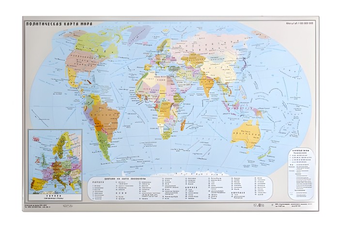 Коврик-подкладка настольный для письма (590х380 мм), с картой мира, ДПС, 2129.М
