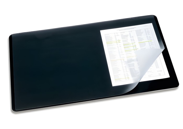 Коврик-подкладка настольный для письма (530х400 мм), c прозрачным листом, черный, DURABLE (Германия), 7202-01