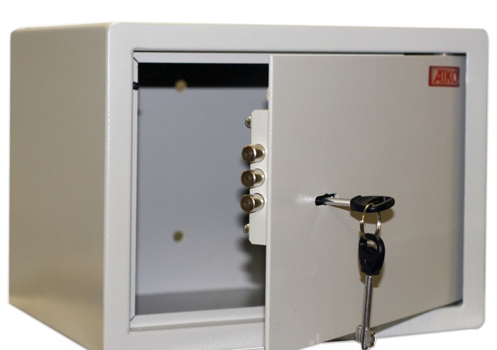 Сейф мебельный AIKO "Т23", 230х300х250 мм, 5,5 кг, ключевой замок, крепление к стене