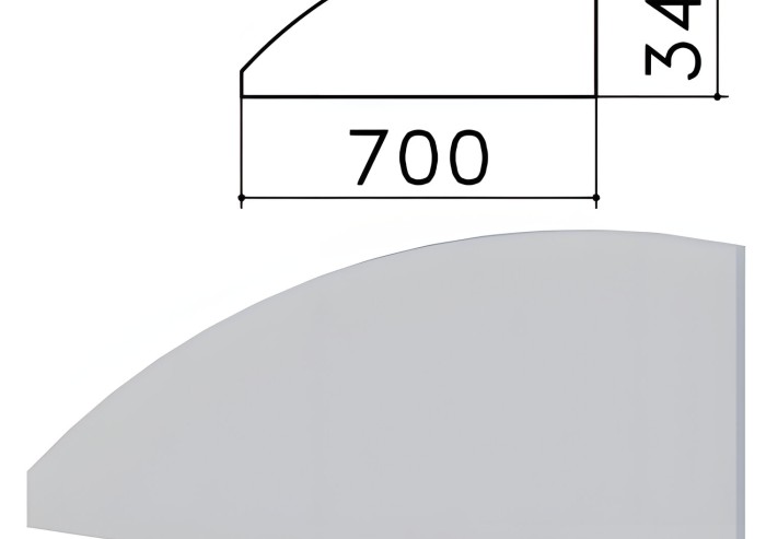 Экран-перегородка "Монолит", 700х16х340 мм, БЕЗ ФУРНИТУРЫ (код 640237), серый, ЭМ23.11