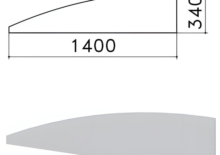 Экран-перегородка "Монолит", 1400х16х340 мм, БЕЗ ФУРНИТУРЫ (код 640237), серый, ЭМ21.11