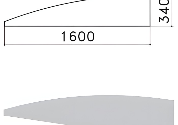 Экран - перегородка "Монолит", 1600х16х340 мм, БЕЗ ФУРНИТУРЫ (код 640237), серый, ЭМ22.11