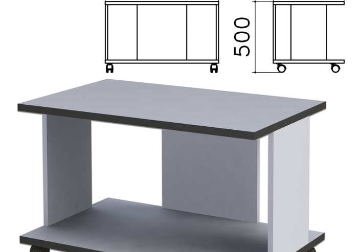 Стол журнальный "Монолит", 800х500х500 мм, цвет серый, ЖМ02.11