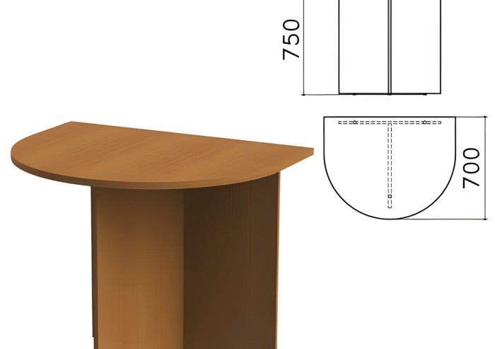 Стол приставной к столу для переговоров (640111) "Монолит", 900х700х750 мм, орех гварнери, ПМ19.3