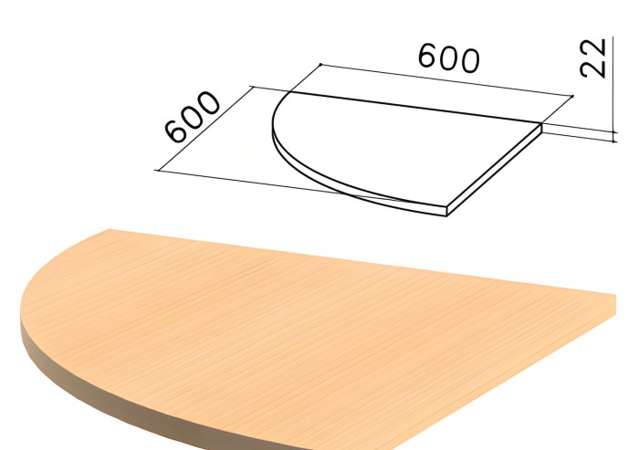Стол приставной угловой "Монолит", 600х600х750 мм, БЕЗ ОПОРЫ (640137), цвет бук бавария, ПМ38.1