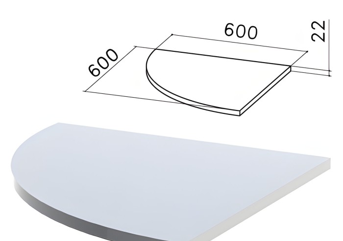Стол приставной угловой "Монолит", 600х600х750 мм, БЕЗ ОПОРЫ (640137), цвет серый, ПМ38.11