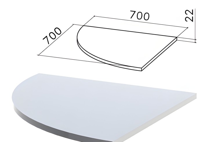 Стол приставной угловой "Монолит", 700х700х750 мм, БЕЗ ОПОРЫ (640137), цвет серый, ПМ33.11