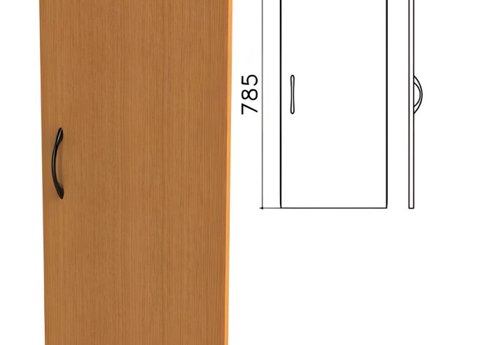 Дверь ЛДСП низкая "Фея", 365х16х785 мм, цвет орех милан, ДФ13.5