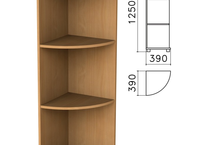 Шкаф (стеллаж) угловой "Монолит", 390х390х1250 мм, 2 полки, цвет бук бавария, УМ47.1
