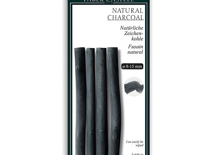 Уголь натуральный для рисования FABER-CASTELL, НАБОР 4 шт., "Pitt", толщина 9-15 мм, 129498