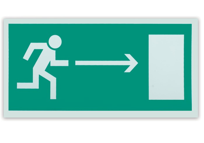 Знак эвакуационный "Направление к эвакуационному выходу направо", 300х150 мм, самоклейка, фотолюминесцентный, Е 03