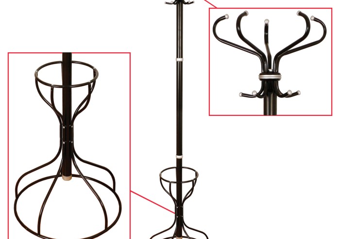 Вешалка-стойка Ажур-3Ф, 1,9 м, основание 46 см, 5 крючков+место для зонтов, металл, черная