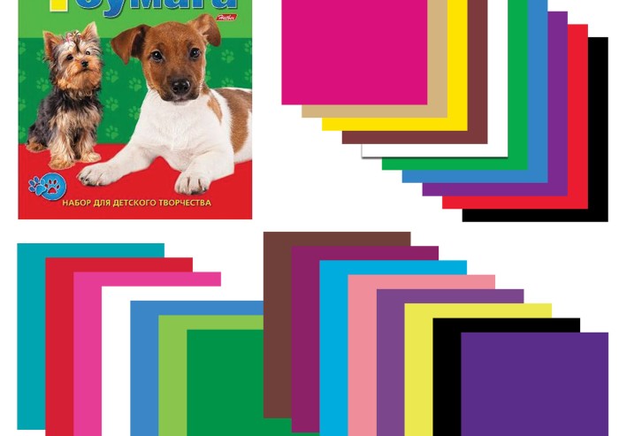 Набор цветного картона и бумаги А4 немелованные, 16 + 10 цветов склейка HATBER VK, 195х275 мм, Щенки, 26НКБ4к 05284, N133835