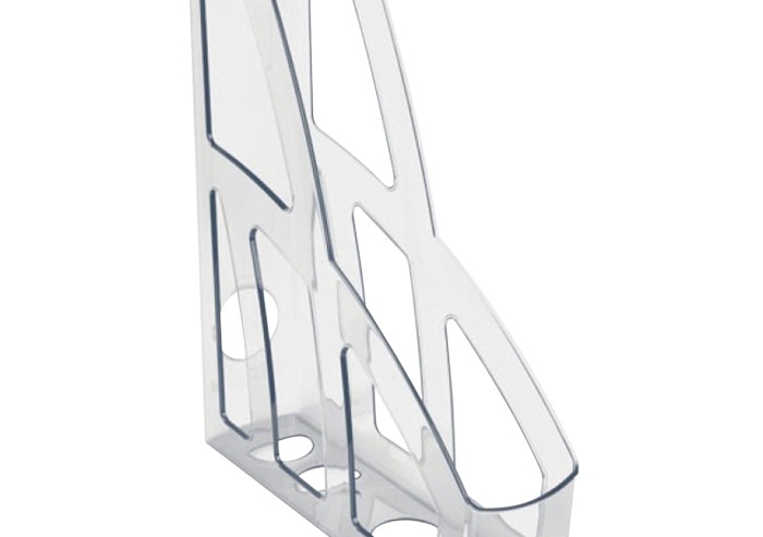 Лоток вертикальный для бумаг СТАММ "Лидер" (250х75х300 мм), прозрачный, ЛТ130