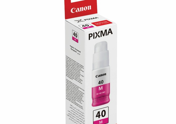 Чернила CANON (GI-40M) для СНПЧ Pixma G5040/G6040, пурпурные, ресурс 7700 страниц, оригинальные, 3401C001