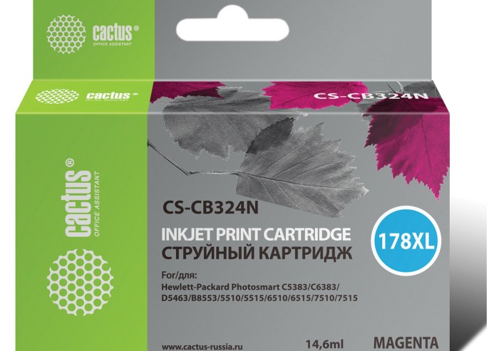 Картридж струйный CACTUS (CS-CB324N) для HP Photosmart D5400, пурпурный, CS-CB324(N)
