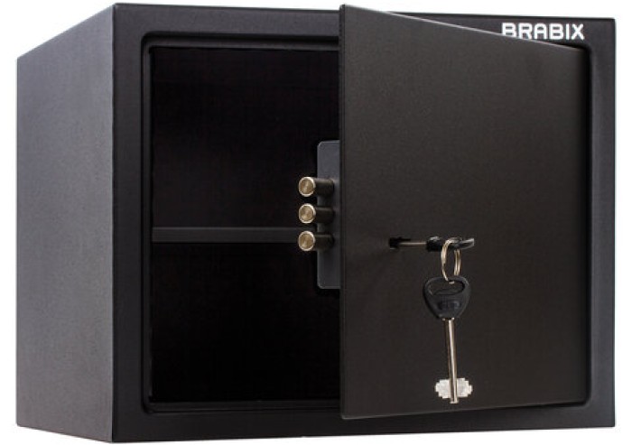 Сейф мебельный BRABIX "SF-280KL", 280х350х300 мм, ключевой замок, черный, 291148, S103BR212314