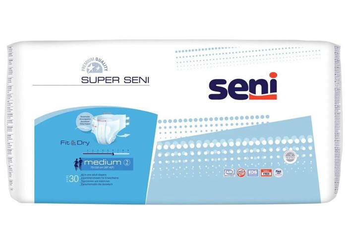 Подгузники для взрослых SUPER SENI Medium, КОМПЛЕКТ 30 шт., одноразовые, SE-094-ME30-JA1
