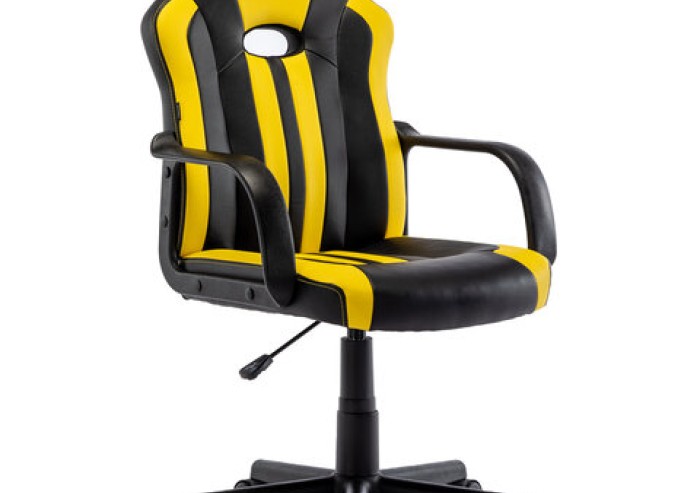 Кресло компьютерное BRABIX "Stripe GM-202", экокожа, черное/желтое, 532510
