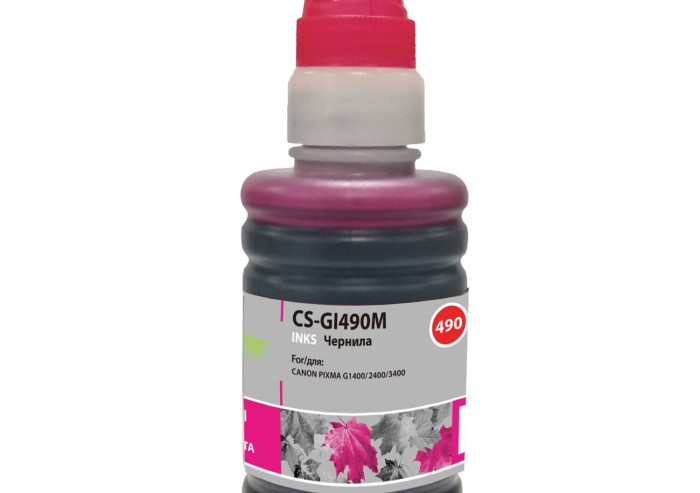 Чернила CACTUS (CS-GI490M) для СНПЧ CANON Pixma G1400/G2400/G3400, пурпурные, 0,1 л