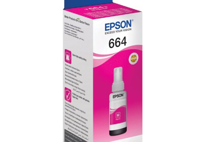 Чернила EPSON (C13T66434A/398) для СНПЧ EpsonL100/L110/L200/L210/L300/L456/L550, пурпурные, оригинальные