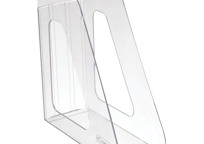 Лоток вертикальный для бумаг СТАММ "Фаворит" (233х240 мм), ширина 90 мм, прозрачный, ЛТ701