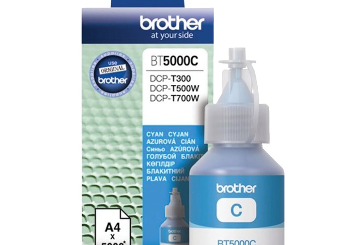Чернила BROTHER (BT5000C) для СНПЧ Brother DCP-T310/T510W\T710W, голубые, оригинальные, ресурс 5000 страниц
