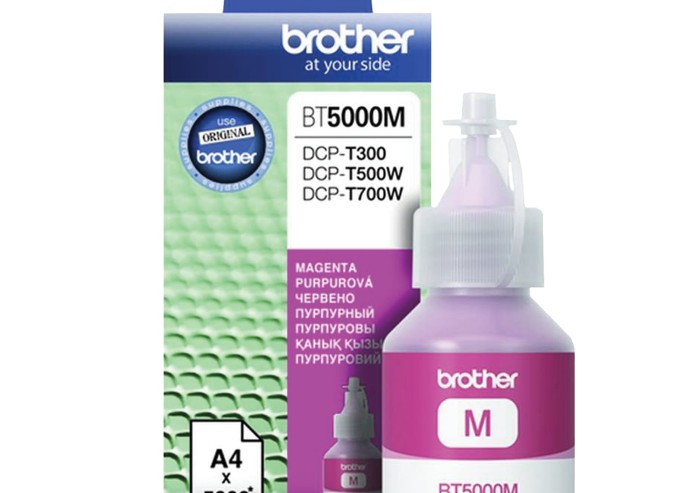 Чернила BROTHER (BT5000М) для СНПЧ Brother DCP-T310/T510W\T710W, пурпурные, оригинальные, ресурс 5000 страниц, BT5000M