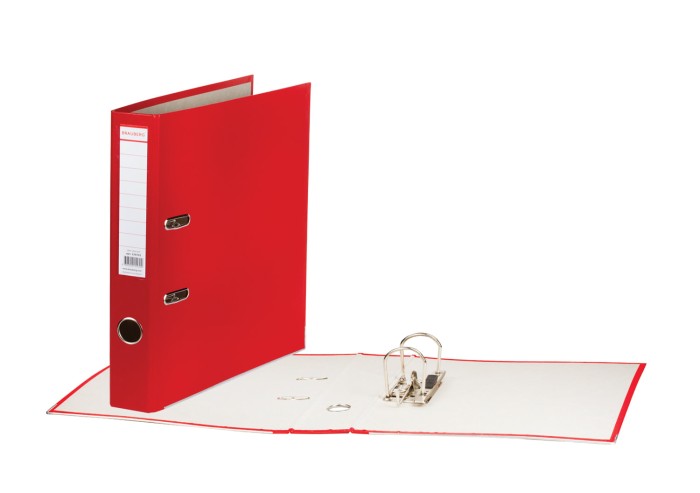 Папка-регистратор, покрытие пластик, 50 мм, ПРОЧНАЯ, с уголком, BRAUBERG, красная, 226592