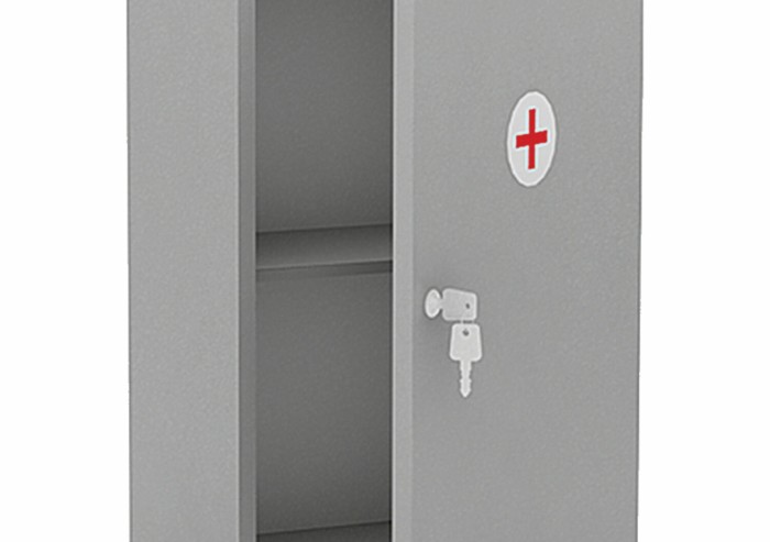 Шкафчик-аптечка металлический навесной "ШМ-21А", 596х376х255 мм, ключевой замок