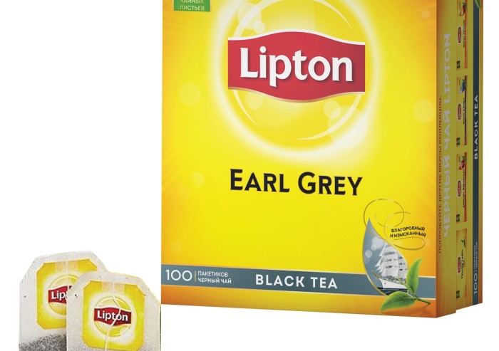 Чай LIPTON (Липтон) "Earl Grey", черный, 100 пакетиков с ярлычками по 2 г, 67106269