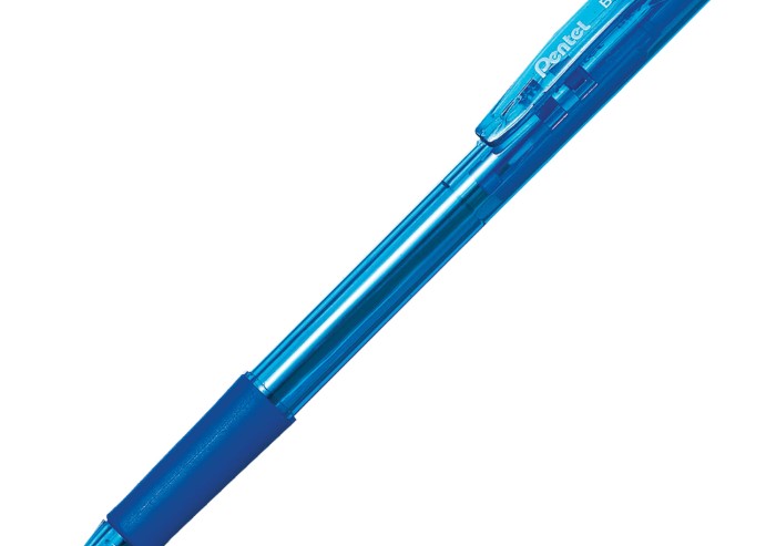Ручка шариковая масляная автоматическая с грипом PENTEL (Япония) "Fine Line", СИНЯЯ, линия письма 0,27 мм, BK417-CN