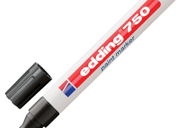 Маркер-краска лаковый EDDING 750, 2-4 мм, ЧЕРНЫЙ, круглый наконечник, алюминиевый корпус, E-750/1