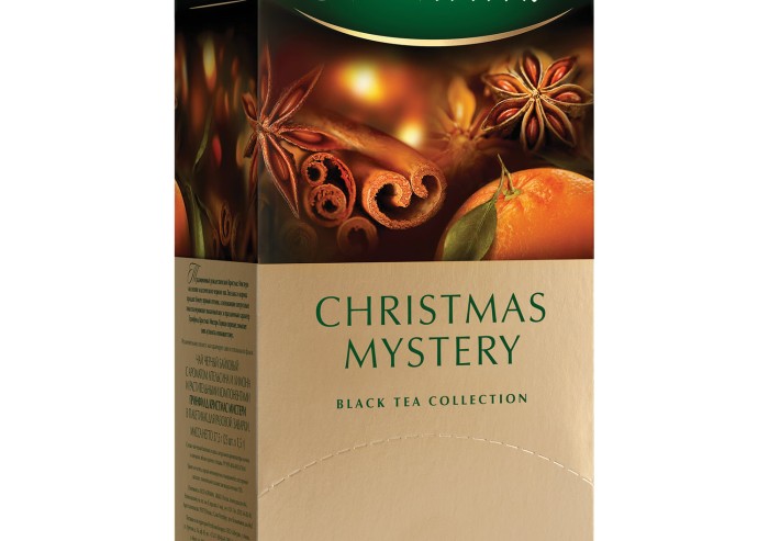 Чай GREENFIELD (Гринфилд) "Christmas Mystery" ("Таинство Рождества"), черный с корицей, 25 пакетиков, по 1,5 г, 0434-10