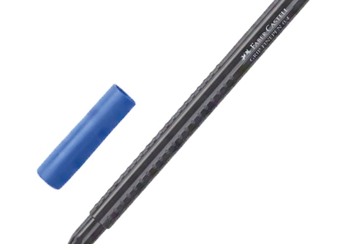 Ручка капиллярная (линер) FABER-CASTELL "Grip Finepen", СИНЯЯ, трехгранная, корпус черный, 0,4 мм, 151651