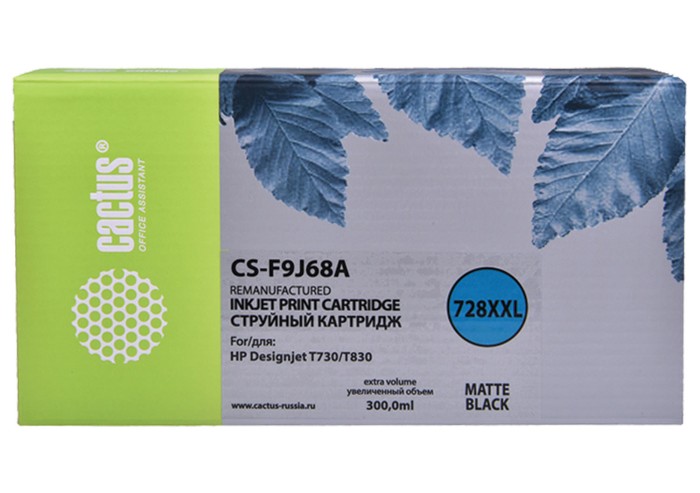 Картридж струйный CACTUS (CS-F9J68A) для HP DesignJet T730/T830, черный матовый